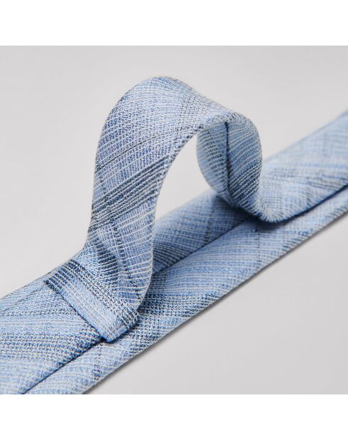 Cravate en Soie & Coton Stisse à carreaux bleu clair